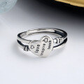 wholesale S925 Sterling Silver Double Layer English Letter Heartbeat Ring, Small Minimalist Design, Korean Style, Luxury Index Finger Ring for Women-0-1