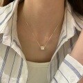wholesale S925 Sterling Silver Minimalist Small Square Love Smile Pendant Necklace for Women, Unique and Stylish High-End Collarbone Chain-0-4