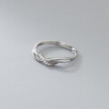 wholesale S925 Silver Nalan Ring for Women, Korean Style, Elegant and Simple, Fresh and Delicate, Twisted Line with Inlaid Diamond Jewelry J9810-0-3
