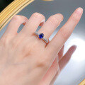wholesale 925 Sterling Silver Commute Princess Style Oval Royal Blue 5*7mm Ring for Women, Fashionable and Versatile-0-3