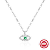 wholesale S925 Sterling Silver Classic Best-Selling Evil Eye Diamond Inlaid Necklace for WomenINS-Inspired Eye Creative Collarbone Chain-Gold 925 silver