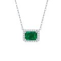 wholesale S925 silver plated white gold retro boho cultivated emerald pendant elegant collarbone chain gift-0-0