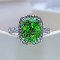 wholesale 925 Silver Moojing New Natural Green Spirit High Carbon Diamond Ring Hand-Set 8*10 Minimalist Women's Ring-0-0