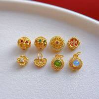 wholesale S925 ancient method silver gold-plated pure silver jewelry parts set with diopside opal pendant purple aura from the east lotus spacer bead-8# one