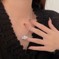 wholesale S925 Sterling Silver Natural Pearl Apricot Leaf Necklace for Women, Spring and Summer New Small-Batch Versatile Elegant Long Chain-Pure silver + natural pearls