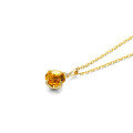 wholesale 9K Gold New Simple and Fashionable Citrine Pendant Necklace for Women, Light Luxury-0-4