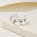 wholesale S925 Sterling Silver Minimalist Starry Sparkle Adjustable Ring for Women, Trendy Open Tail Ring in INS Style-0-2