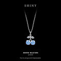 925 Sterling Silver Blue Moissanite Cherry Pendant Necklace-0-5