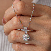 Sterling Silver 1-Carat Moissanite Pendant Necklace for Women-1-carat necklace (empty setting)  925 silver