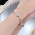 wholesale S925 Silver Jewelry Live New Mother-of-Pearl Four-Leaf Clover Bracelet Versatile Adjustable High-End-0-3