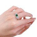 wholesale 925 Silver Gold Plated Ring for Women, European and American Luxury Ins Style Square-Cut Lab-Grown Emerald Gemstone Ring-0-4