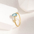 wholesale 10K Gold Jewelry Japanese Retro Light Luxury London Blue Topaz Moissanite Ring Wholesale-0-2
