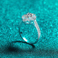 S925 Sterling Silver Moissanite Ring, Elegant Engagement Band for Women, Exquisite Holiday Gift-0-1