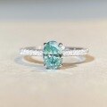 wholesale [925 Sterling Silver] Paraiba 1ct Moissanite Ring Women's Mint Green Moissanite Solitaire Ring Cross-Border Wholesale-0-5