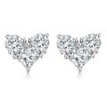 wholesale Au750 gold, high-end stylish 18k gold set with lab-grown diamond three-stone ear studs heart-shaped earrings-0-0