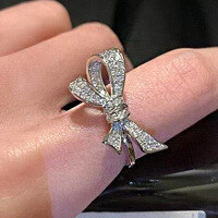 wholesale Silver Jewelry New Bow Ring Wholesale Ins Fashion Women's Jewelry Dropshipping-Butterfly Ring>Size 5
