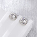 wholesale S925 Sterling Silver Smooth Bubble Stud Earrings for Women, Fashion Minimalist Elegant with Round Cubic Zirconia Inlaid, Suitable for Pierced Ears-0-3