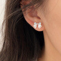 wholesale S925 Sterling Silver Sweet and Elegant Bow Ear Studs Women New Spring Summer High-end Earrings-0-2
