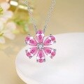 wholesale S925 Sterling Silver Cross-Border Hit HW White Diamond Six-Flower Necklace for Women, Teardrop Petal Sunflower Pendant Choker Wholesale-0-1