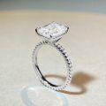 wholesale S925 Sterling Silver 4ct Moissanite Ring for Women, Minimalist and Versatile Light Luxury Large Ice Emerald Cut Ring-0-2