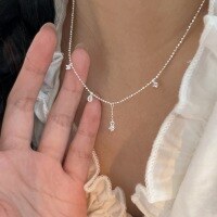wholesale S925 Sterling Silver Minimalist Drip Pendant Necklace with Tassel for Women, Simple and Fresh Dainty Layering Chain-Sterling silver