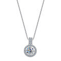 S925 Sterling Silver D Color Moissanite Cross-Border Fashion Round Pendant Necklace Wholesale-0-3