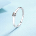 wholesale S925 Sterling Silver Moissanite Heart Ring for Women, Korean Minimalist Proposal Engagement Diamond Ring, Wedding Fashion Ring, In Stock-0-1