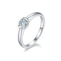 wholesale 925 Sterling Silver Minimalist Round 05 Carat Moissanite Ring Cross-Border Wedding Ring for Women Live Streaming Ring Wholesale-0-0