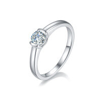 wholesale 925 Sterling Silver Minimalist Round 05 Carat Moissanite Ring Cross-Border Wedding Ring for Women Live Streaming Ring Wholesale-0.5 carat moissanite ring  US size 6