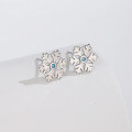 wholesale Sterling Silver Small Fresh Snowflake Earrings Women Blue Zircon Earrings Japanese and Korean Style Niche Design Cross-Border New Accessories-0-1