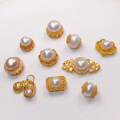 wholesale S925 gold-plated silver natural pearl spacer bead ruyi round platform hand plaque peanut pendant bracelet string DIY semi-finished product-0-0