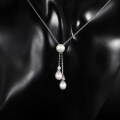 wholesale S925 Sterling Silver Natural Freshwater Pearl Necklace, Fashionable Light Luxury Ins Personality Elegance Collarbone Chain Pure Silver Necklace Jewelry-0-1
