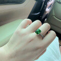 wholesale S925 Silver New Design High-Carbon Emerald Green Diamond Ring, Elegant and Skin-Brightening Ring-0-2