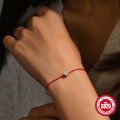 wholesale S925 Sterling Silver Single Diamond Red String Bracelet for Women, Viral TikTok Good Luck Jewelry-0-1