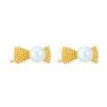 wholesale 10K gold Japanese fresh and preppy style bow-shaped freshwater pearl earrings for female students-0-2