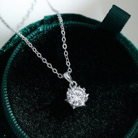 Sterling Silver Pendant with 1-Carat Moissanite Women's Snowflake Necklace-1-carat necklace (zircon) - 925 silver
