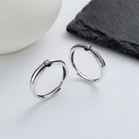 wholesale S925 Sterling Silver Minimalist Luxury Style Zircon Inlaid Ring for Best Friend Gift, Niche Accessories, Korean Version, Aloof Style Women's-493J/approx. 1.9g Opening adjustable