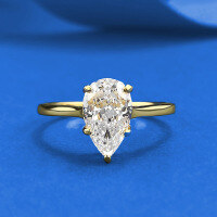 wholesale 925 Silver ZHUO ZHI FAN Jewelry 6*9mm Pear-shaped White Diamond Daily Fashion Elegant Style-R1358 Gold Teardrop Ring Size 5