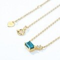 wholesale S925 Sterling Silver New Korean Minimalist Style Women's Necklace with Inset London Blue Topaz Wholesale-0-3