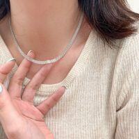 wholesale S925 Sterling Silver Italian Woven Necklace for Women, Summer Versatile Advanced Minimalist Style Elegant Snake Chain-S925 pure silver (40+5CM)