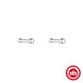 wholesale 999 Sterling Silver Small Silver Round Bead Elegant Advanced Zircon Versatile Daily Ear Stud for Pierced Ears-0-5