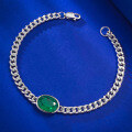 wholesale S925 Silver New Simulation Emerald 8*11 Oval Bracelet, Generous Ins European and American Style-0-1
