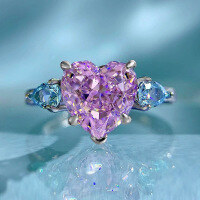 wholesale S925 Silver New Women's Pink and Blue CP 8*8 Heart-Shaped Pink Diamond Ice Flower CutIns Style-R479 Pink Diamond No. 5