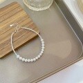 wholesale Sterling silver Korean-style irregular broken silver pearl necklace for women, versatile minimalist design, luxury collarbone chain accessory-0-5
