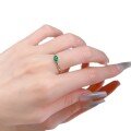 wholesale S925 Sterling Silver Simulated Diamond 4*6mm Nano Green Ring, Fashionable, Minimalist, and Versatile Style-0-4