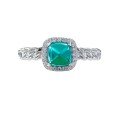 wholesale S925 Sterling Silver Simulated Emerald 5*5mm Sugar Loaf Ring, Daily Fashion Minimalist Style-0-4