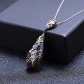 wholesale S925 Silver Italian Designer Crafted Vintage Style High-End Natural Amethyst Pendant Necklace-0-1