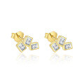 wholesale S925 Sterling Silver Geometric Square Luxury Sparkling Zircon Earrings For Women,。-0-4