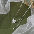 wholesale S925 Sterling Silver Diamond-Inlaid Five-Petal Flower Butterfly Tassel Necklace, Fashion Minimalist Niche Sophisticated Collarbone Jewelry-0-5