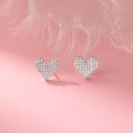 wholesale S925 Sterling Silver Fresh and Sweet Ins Style Niche Design Exquisite Full Diamond Heart Earrings M06619-0-3